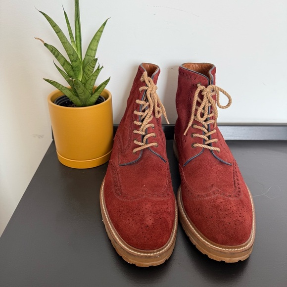 Without Prejudice London burgundy suede wingtip lace up boots - 42 (US 8.5 - 9) - Picture 5 of 6